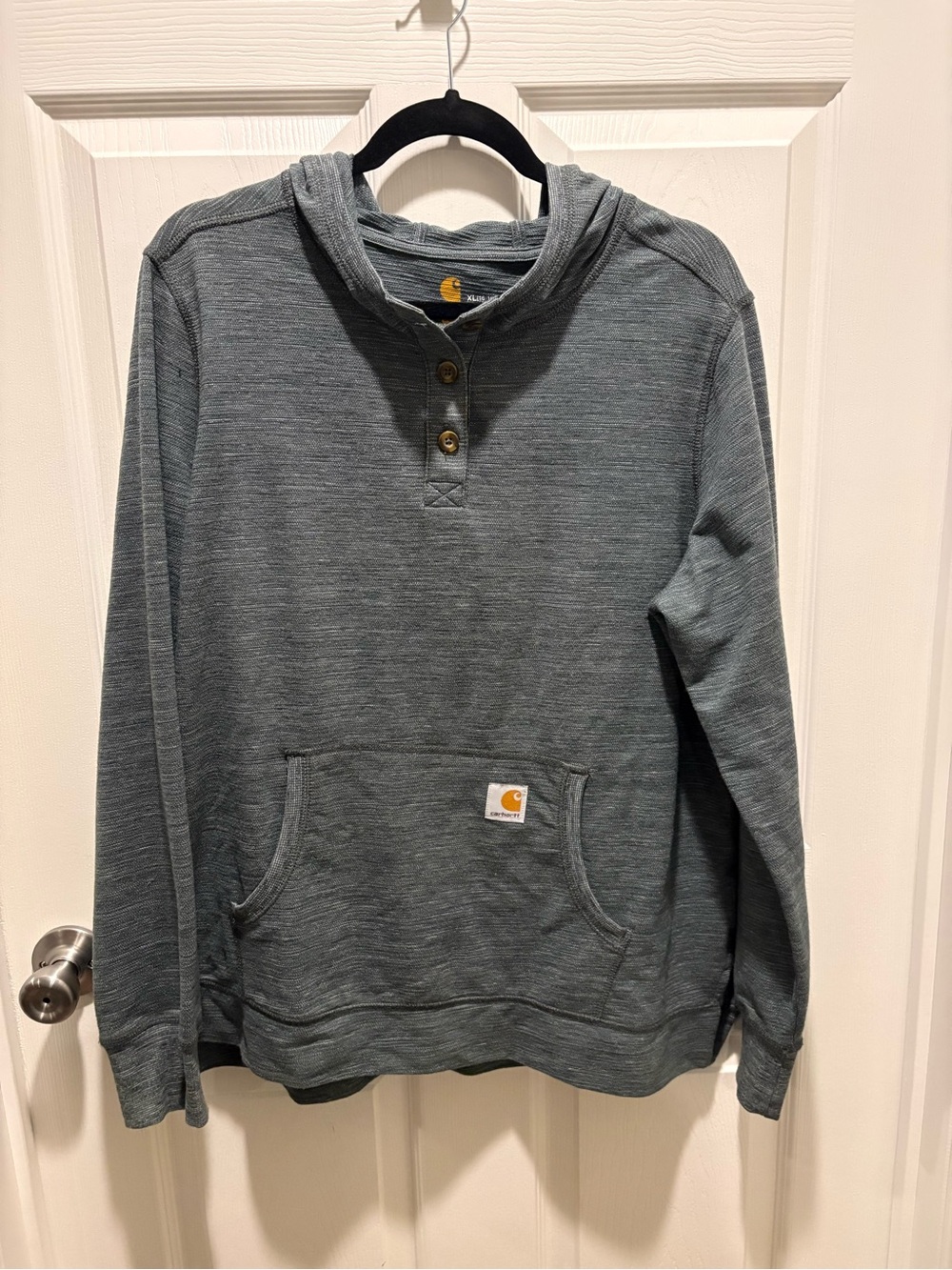 Carhartt Womens XL Norwalk Hoodie 103061 Elm Space Dye Henley Pullover Muted Elm